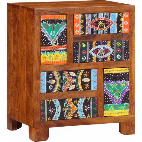 Sideboard Mehrfarbig 50x35x60 cm Massivholz Akazie