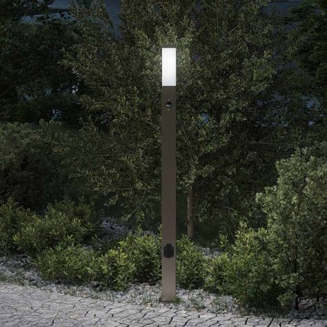 vidaXL Lampada a paletto con sensore e presa 110 cm Acciaio Inox IP44 (1/5)