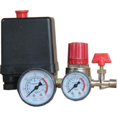 Druckschalterventil für Luftkompressor, Luftkompressor mit Reglern, Manometer (Kunststoff-Manometer) (1/3)