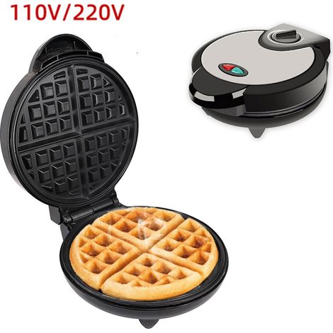 Appareil à Gaufre 1200W Gaufrier Electrique Machines à Gaufres Rond Plaques Antiadhésives Température Automatique Lumière de Cuisson (1/4)