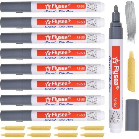 Stylo à joint gris clair, lot de 8, pour salle de bain, réparation de joints en émail, crayon de rechange blanc pour carrelage et cuisine (1/5)