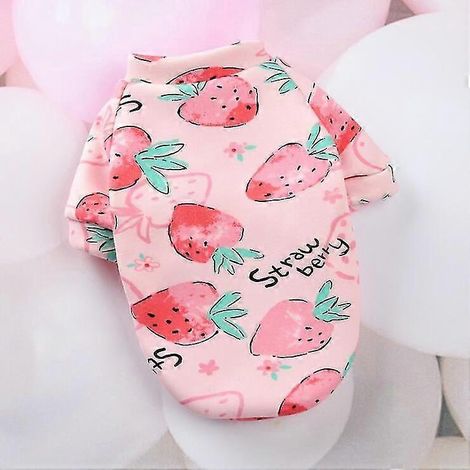 Sudadera con capucha para perro pequeño con estampado adorable, abrigo de invierno cálido para mascotas Chihuahua Shih Tzu Sudadera para cachorros Gato Jersey Perros Ropa para mascotas Rosa Fresa (1/5)
