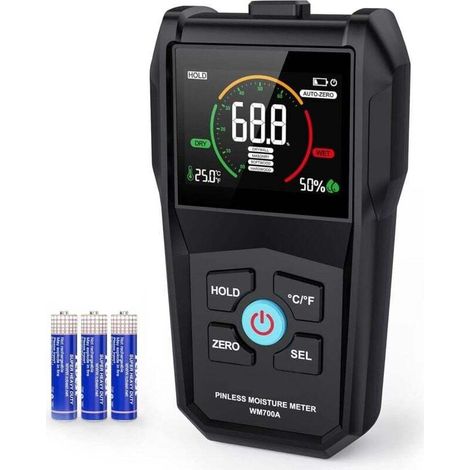 Testeur d'humidité sans aiguille – Mesure précise pour bois dur, murs et ciment – Alarme automatique à 17 % – Grand écran LCD couleu