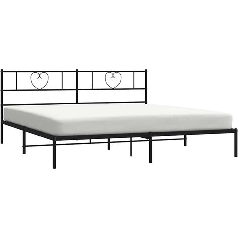 Bettgestell mit Kopfteil Metall Schwarz 180x200 cm vidaXL