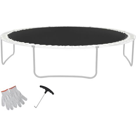 Mophorn Tappetino di ricambio per trampolino, adatto per telaio da 15 piedi, tappetino da salto resistente ai raggi UV con attrezzo a molla e anelli a V resistenti, adatto per lunghezza molla da 6,5" (1/5)