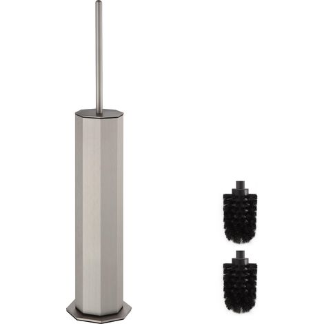 Brosse Toilettes WC, Brosse WC Anti-Rouille avec Pot intérieur Amovible pour Un Nettoyage Facile de la Salle de Bain, Balayette WC Octogonale (Nickel Brossé) (1/5)