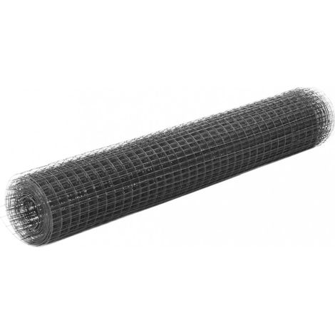 vidaXL Chicken Wire Fence Steel with PVC Coating 25x1 m Grey