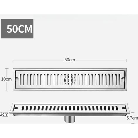 (50CM Middle row)Long Floor Drain Bathroom Stainless Steel 304 Thickened Large Capacity Anti-odor Shower Room Rectangular (1/4)