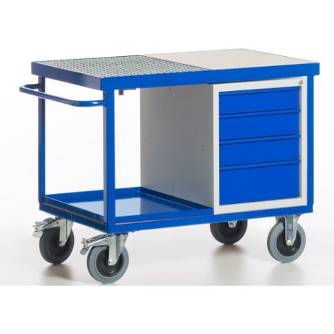 Rollcart Umwelt-Werkstattwagen mit Schubladenschrank, Tischwanne und Auffangwanne
