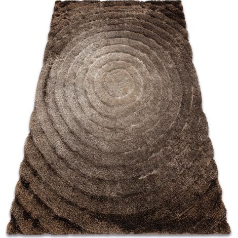 Modern Teppich FLIM 008-B7 shaggy, Kreise - Strukturell braun brown 120x160 cm