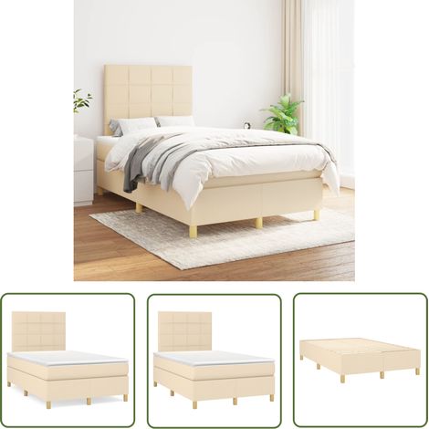 The Living Store Boxspringbett mit Matratze Creme 120x200 cm Stoff - Boxspringbett - Betten - Schlafräume - Cremefarbenes Bett - Doppelbett (1/5)