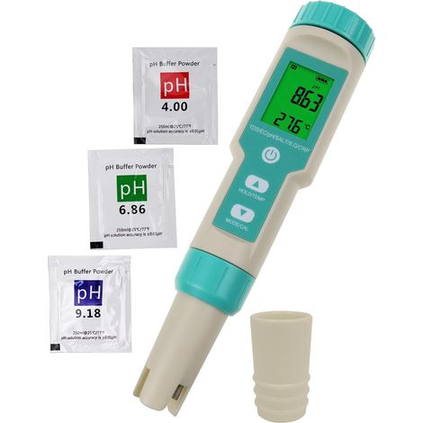 Testeur de qualité d'eau 7 en 1, pH TDS EC ORP Salinity SG Temp Meter Pen Type IP67 ATC pour l'hydroponie, l'aquarium, l'eau de mer et l'eau potable. (1/5)