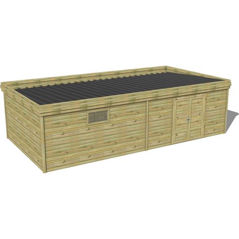 ABRI DE JARDIN bois traité 27mm, 9,1x4,3m, 39m2