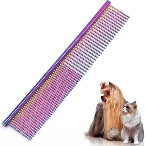 Ein Paar Edelstahl-Haustierkämme – Komfortabel und unterhaltsam für die Fellpflege von Hunden und Katzen. Entwirrt kurzes und langes Fell. (1/5)