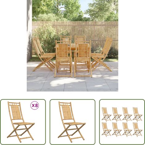 Bambusstuhl - Gartenstühle 8 Stk. Klappbar 46x66x99 cm Bambus (1/5)