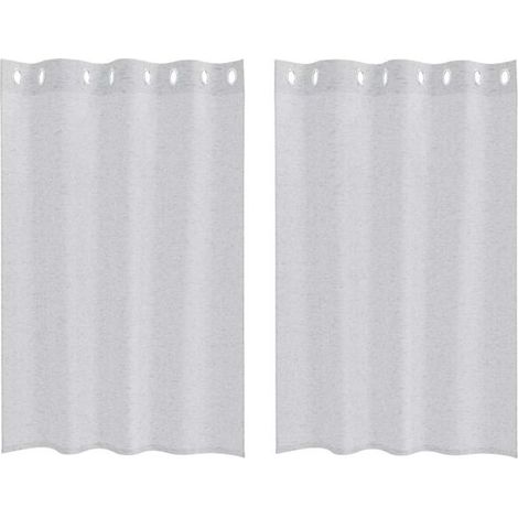 Voilages, ensemble deux pièces, gris clair, 140 x 140 cm, polyester. (1/4)