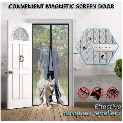 Moustiquaire Porte Fenetre 180x220, Toutes les Tailles de Rideau Moustiquaire Magnétique, Noir Moustiquaire de Haute Qualité, Facile (1/3)