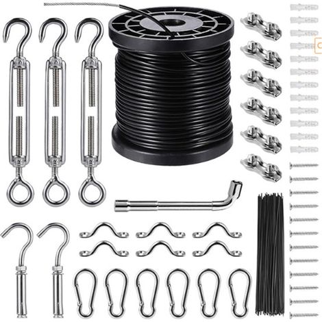 Kit de suspension et d'accroche pour guirlande lumineuse extérieure à globes avec câble guide (1/3)