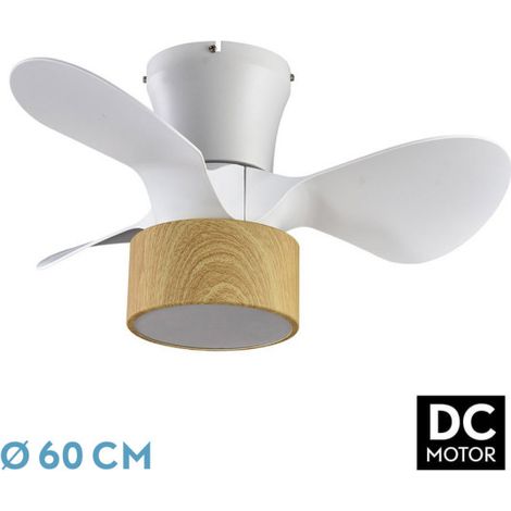 Ventilador de techo LED "Kos" regulable con control remoto (24W 3CCT 2390lm) IP20 Ø60cm color blanco y haya (1/2)