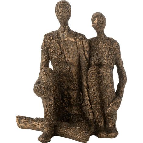 Statuette Couple Assis "Câlin" 21cm Marron & Or (1/2)