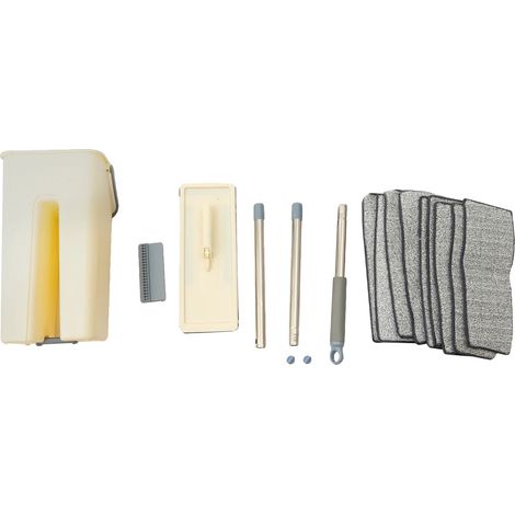 Set de balai plat, seau à double compartiment, tampons de nettoyage réutilisables, MULTI (1/2)
