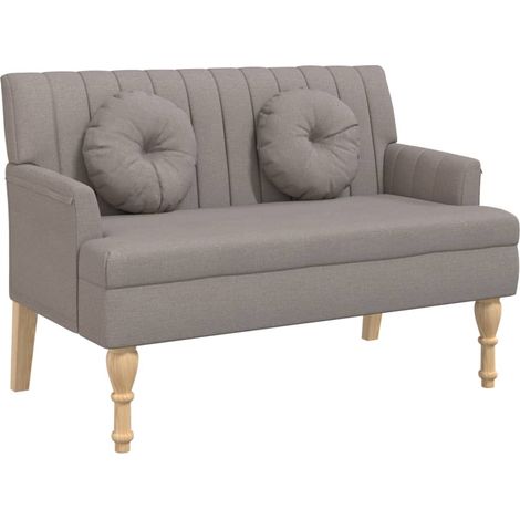 Panca con cuscini schienale e braccioli 113 x 64,5 x 75,5 cm tessuto tortora DEC024635