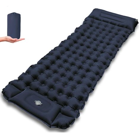 Matelas Autogonflant 1 Personne,Matelas Camping 1 Place,Matelas Randonnée Ultra Léger avec Pompe à Pied et Oreiller pour Camping,Voyage,Plage,Tente,Sac de Couchage (2328Bleu Marine),2328bleu Marine (1/5)