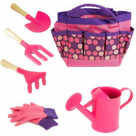 Ensemble d'outils de jardinage pour enfants, ensemble de plage extérieur pour enfants, ensemble de 6 pièces (rose) (1/5)