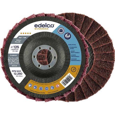 Disco de fibra EDELCO grano medio Poli Plus 2, 115 mm de diámetro.