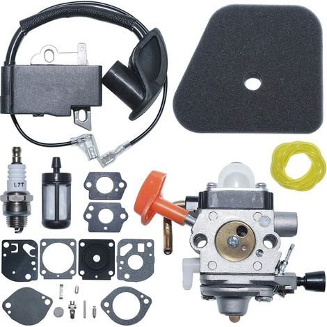 Kit de réparation carburateur air filtre à carburant ligne bobine d'allumage C1Q-S88 pour Stihl FS100 HL100 HL95 KM90 KM100 KM130 Débroussailleuse Remplace 4180 120 0610, 4180 120 0611, 4180 120 0613, (1/5)