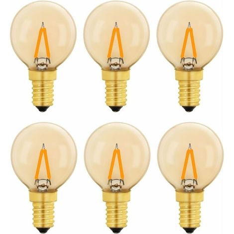 G40 Vintage Mini Ampoule E14 LED 1W, Ambre Edison Ampoule E14 de Remplacement 10W pour Lumières Décoratives, Blanc Chaud 2200K, Non Dimmable, Lot de 6-LIAIKI (1/5)