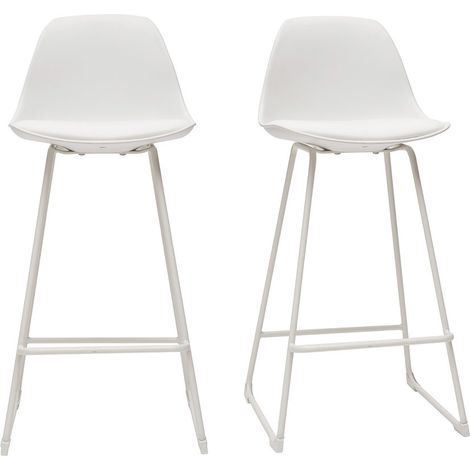 Taburetes de bar modernos blancos patas metal 66 cm (lote de 2) FRANZ