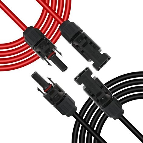 Solar Extension Cable, Solar Panel with Male/Female Plug for Photovoltaics - For Solar Panels and Systems (1/4)