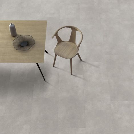 Gerflor – Dalle de sol PVC clipsable effet béton pepper taupe – Résistant à l'eau – Installation rapide – Surface 1.98 m² pour pièces humides