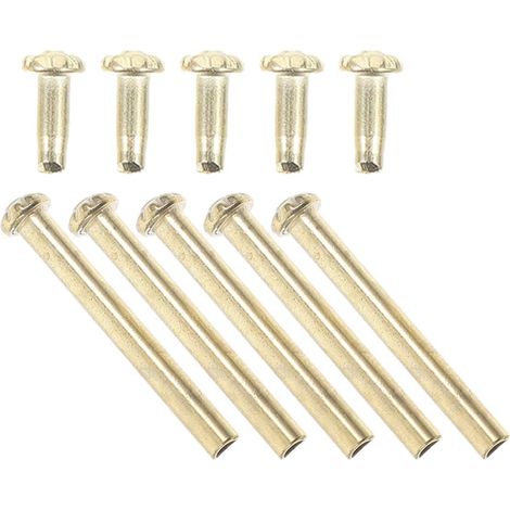 Rivets Métalliques Plaqués Or 3 Mm X 25 Mm pour Réparation Éventail Pliant, Kit 5 Pièces, eurs Filetés pour Tige, Accessoires de Rechange Robustes pour Éventail à Main (1/5)