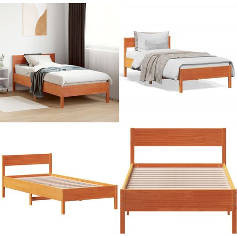 Letto senza Materasso Marrone Cera 75x190 cm in Legno di Pino - Letto senza materasso - Letto in pino