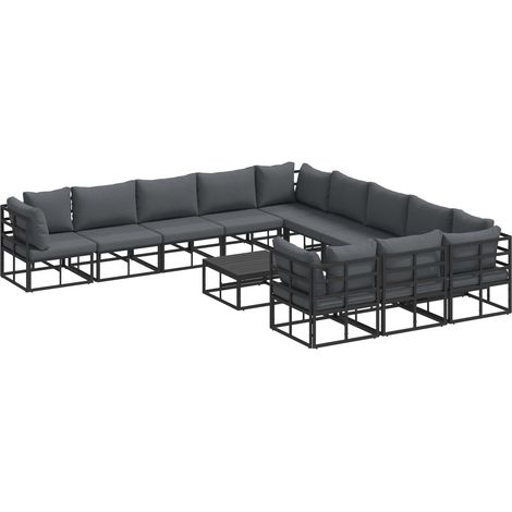 Maison Exclusive - Set Divano da Giardino con cuscino 12 pcs Nero Alluminio
