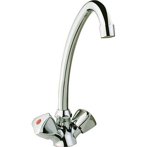 Mitigeur lavabo 2 poignées ETOU bec orientable, chromé saillie 204mm (1/5)