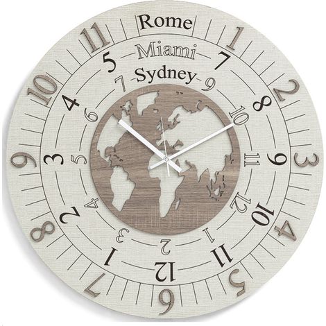 Orologio rotondo moderno TIME ZONE in legno laminato D30cm TRS