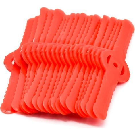 20pcs Plastic Brush Cutter Blades, 139mm Lawn Mower Razor Blades, Cordless Chainsaw Replacement Parts (Red)