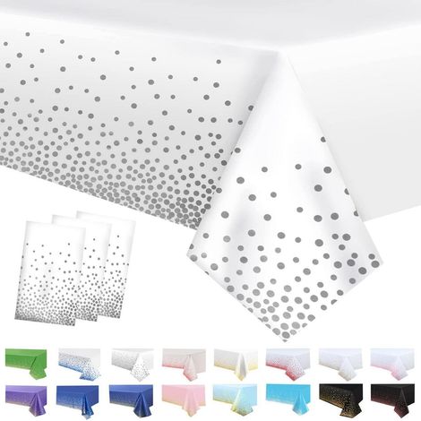 3er Set Tischdecke Rechteckig 137x274cm mit Punkten, Wasserdicht & Ölbeständig