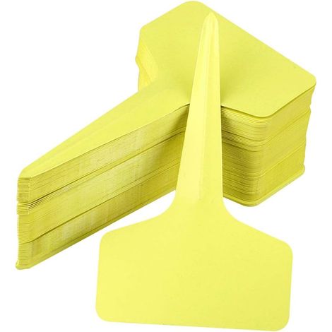 100 Stück Pflanzenetiketten, Setzlingsetiketten, Gemüsegarten, wasserfest, für den Außenbereich, Kunststoff, gelb, 10 x 6 cm