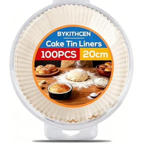 Moules à gâteau ronds 20 cm, 100 pièces, papier sulfurisé antiadhésif jetable pour moule à charnière, moule rond et friteuse à air. (1/4)