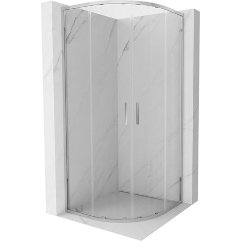 Mexen Exo cabina de ducha semicircular deslizante 80 x 80 cm, transparente, cromo - 8132-080-080-01-00 (1/5)