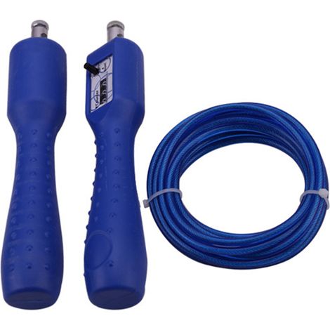 Corde à sauter ajustable 2,6m avec compteur, outil d'entraînement sportif pour salle de gym, bleu (1/3)