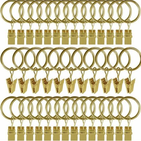 Lntyq 30 Pièces Anneaux de Rideau avec Pince, Antirouille Anneaux Rideaux, Crochets de Rideau en Métal, Anneau de Tringle à Rideau pour Rideaux de Douche et de Fenêtre(3.538MM) (1/4)