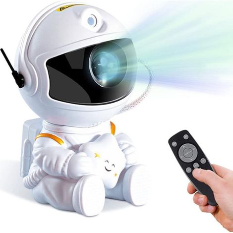 Proiettore di stelle a forma di astronauta - Lampada notturna per bambini, proiezione a 360°, 3D, HD, LED, bianca (1/5)