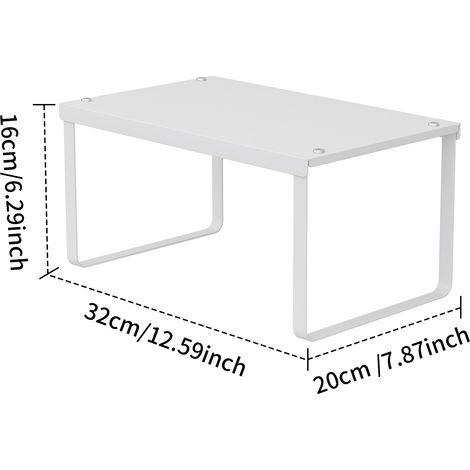 Étagère Cuisine en métal, Étagère à épices empilable, 1 niveau Blanc 32x20x16cm (1/4)