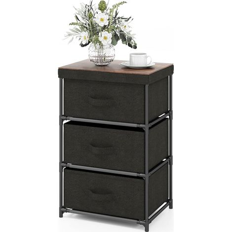 COSTWAY Cassettiera in Tessuto, Mobile con 3 Cassetti e Struttura Robusta in Metallo, Armadio per Camera da Letto, Soggiorno, Ingresso, 40 x 30 x 62 cm (Nero) (1/5)