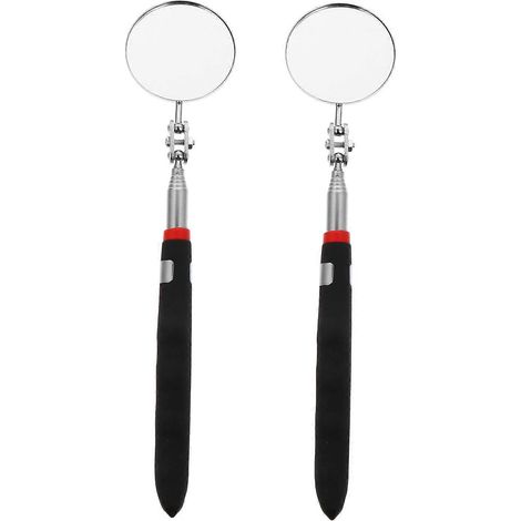 Outil d'inspection en 2 pièces : baguette télescopique flexible pivotante et miroir d'inspection rond-24X5.2CM-Black